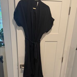 BNWT Olivia and James large navy blue Button-Up Dress with Belt